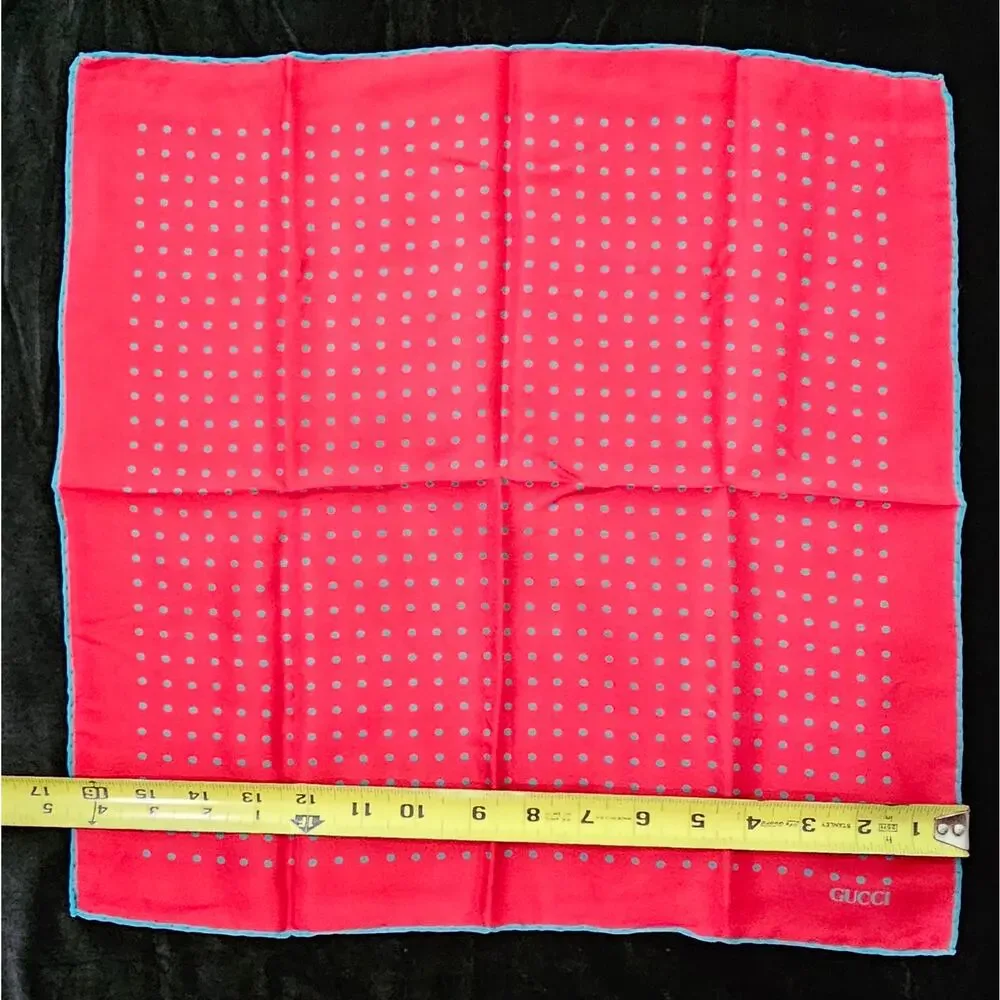 Gucci Silk Polka Dot Pocket Square /Handkerchief - Picture 3 of 6